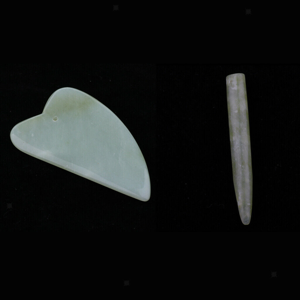 2PCS Natural Hsiuyen Jade GuaSha Scraping Massage Tools for SPA Acupuncture