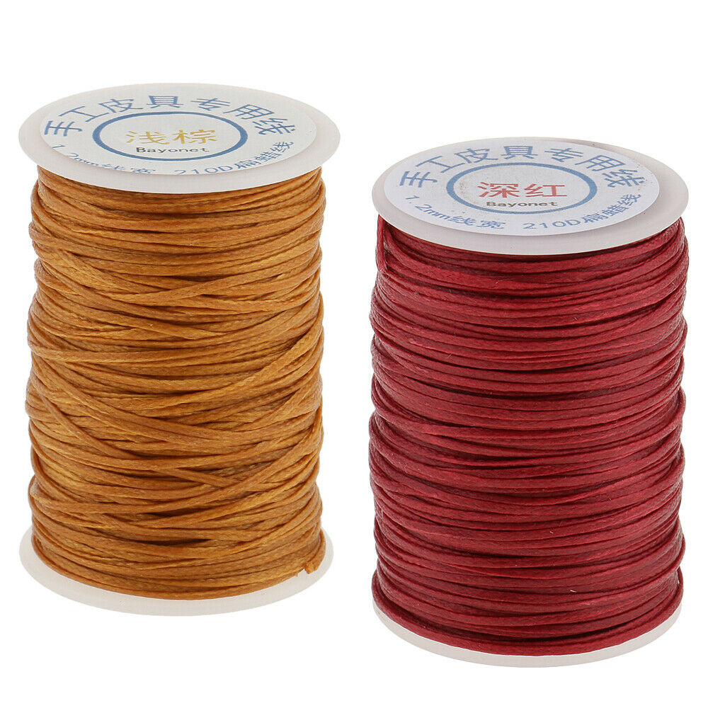 2Pcs Flat Line Waxed Thread For Sewing Leather Craft 1.2mm  70 Meters/Roll