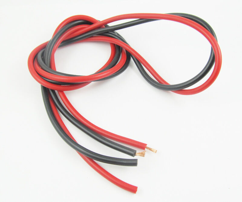 2pcs 1M 3.3Ft Black Red 1square Heatproof/Low Resistence Soft Silicon Wire Cable