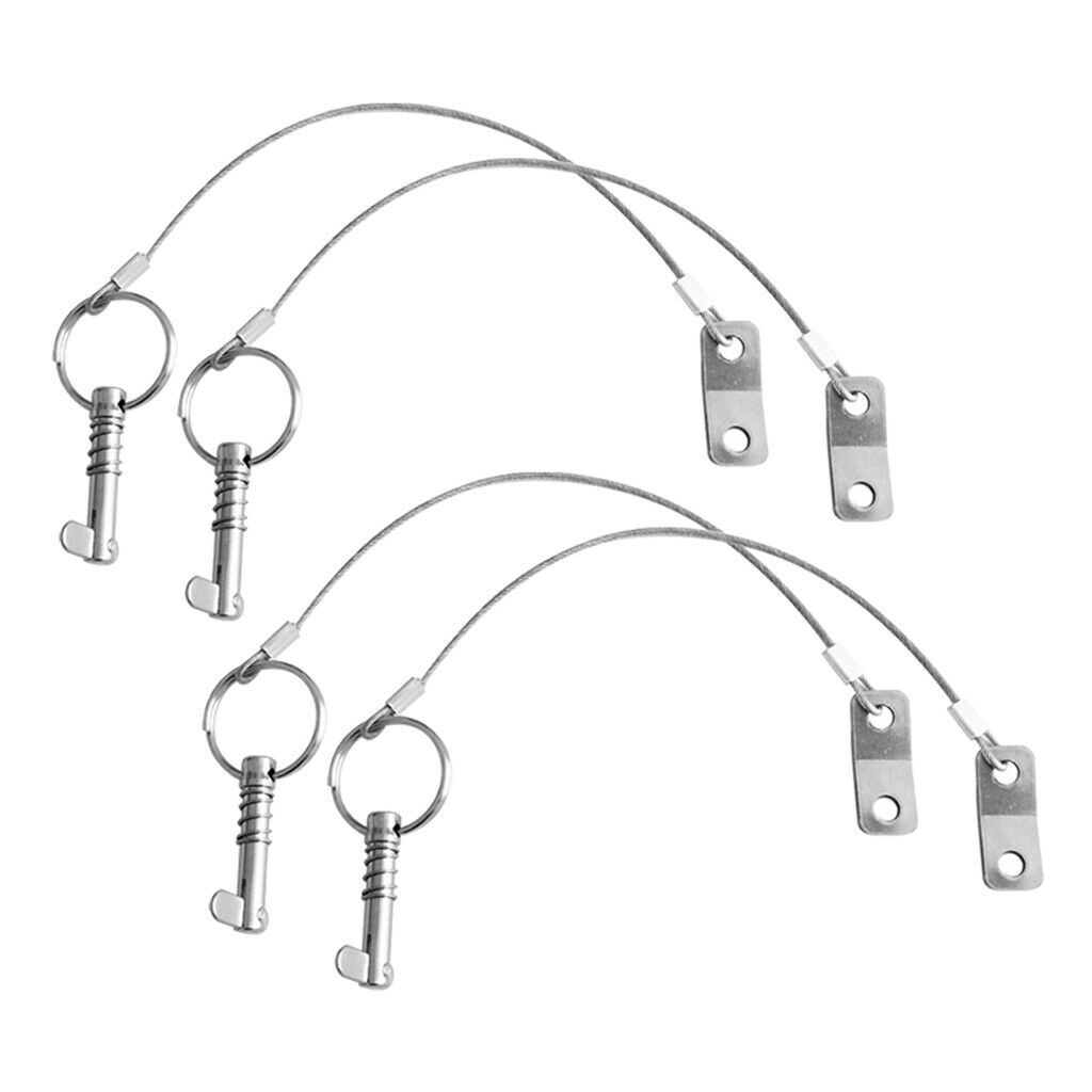 4 Pieces Stainless Steel Quick Release Pin Cord for Boat Top Deck Hinge