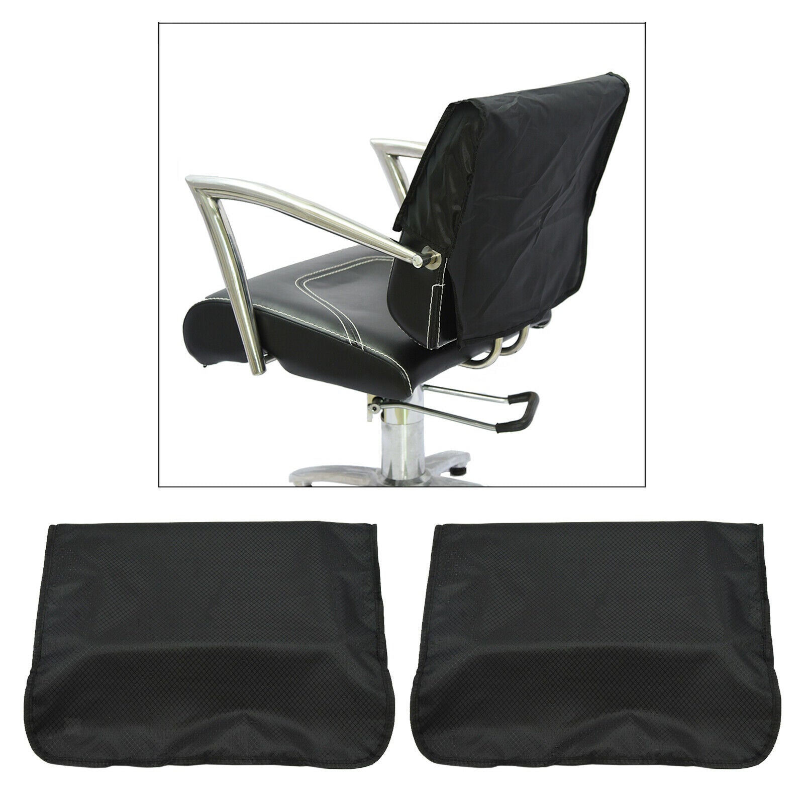 2x Barber Chair Back Covers Salon Beauty Professional Protective Cover Black