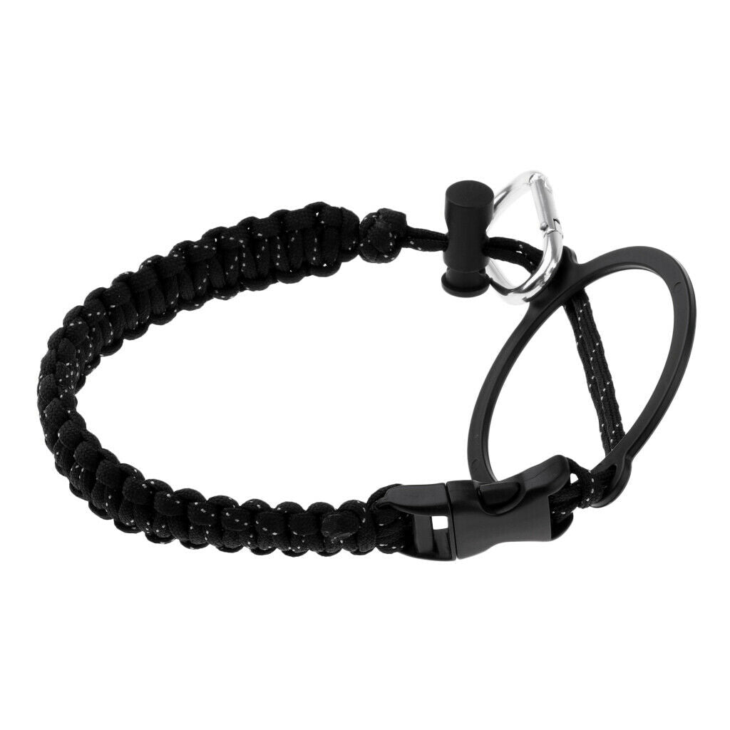 Outdoor Water Bottle Carrier Strap Cup Handle Rope with Carabiner Black