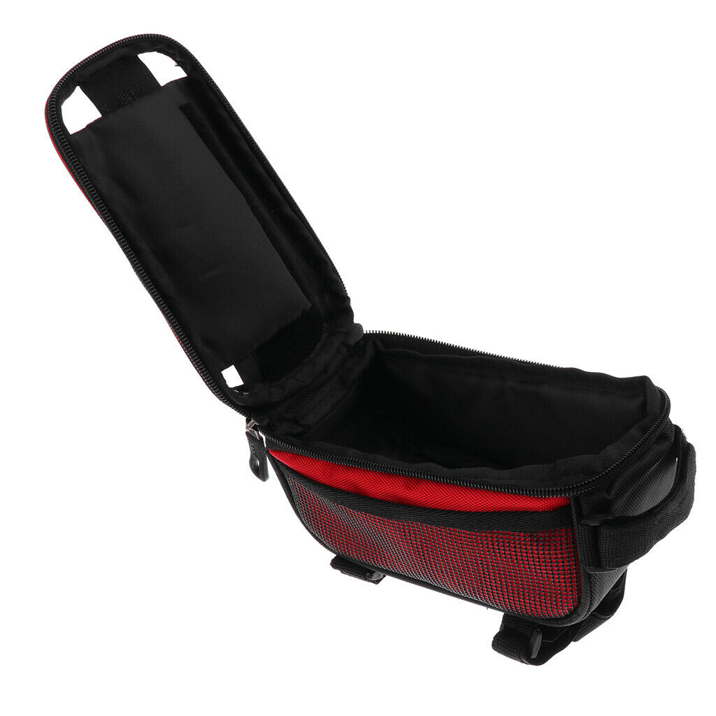 Waterproof Bike Bag 5.5inch Touch Screen Bicycle Frame Front Tube Bag Red