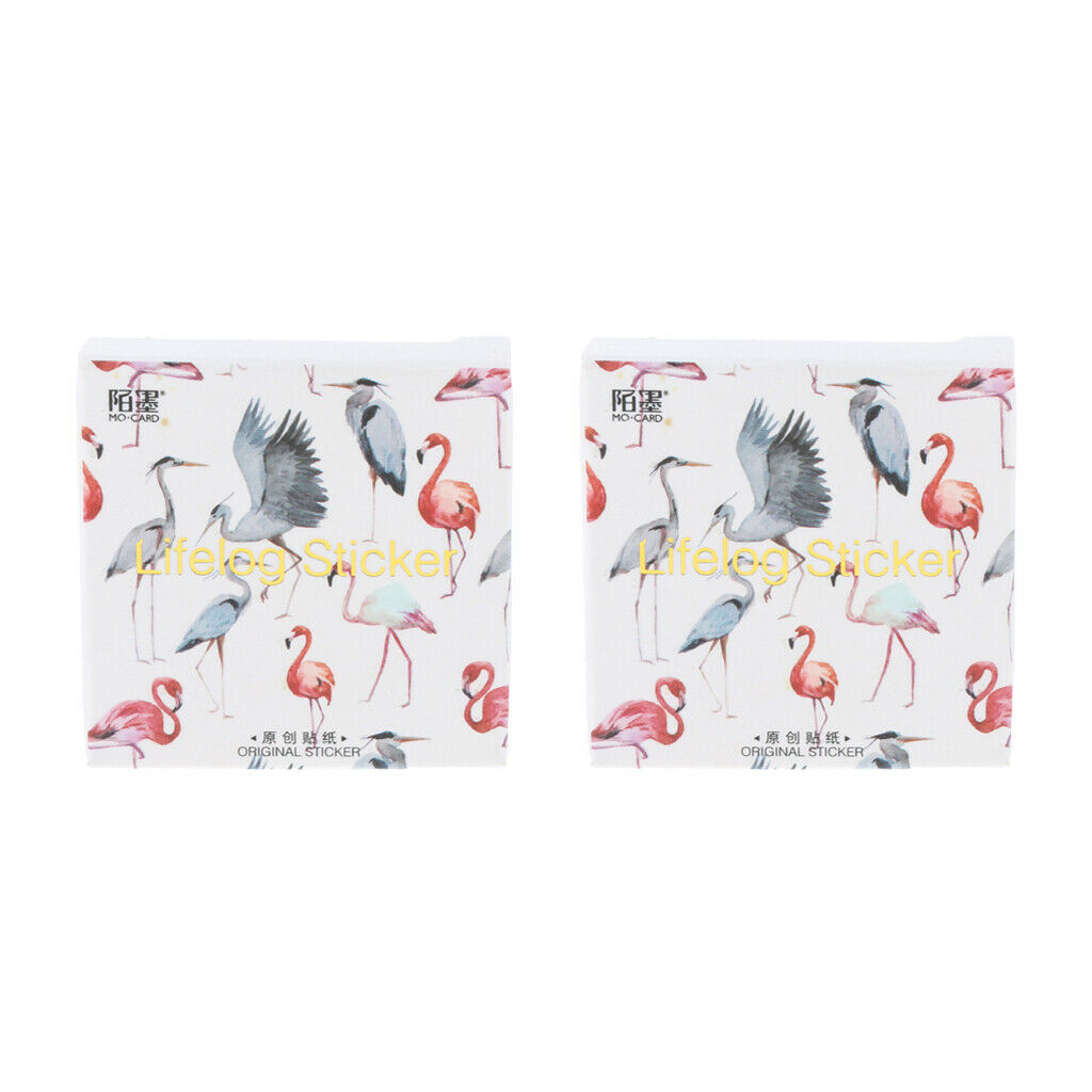 2 Pcs Flamingo Stickers Pad Adhesive Paper DIY Decoration 40mm Random Color
