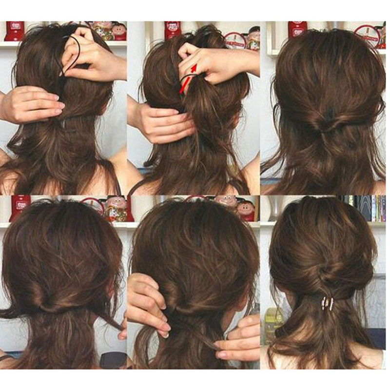 4 Pcs Set Hair Styling Clip Bun Maker+Topsy Tail Braid Ponytail Too.l8