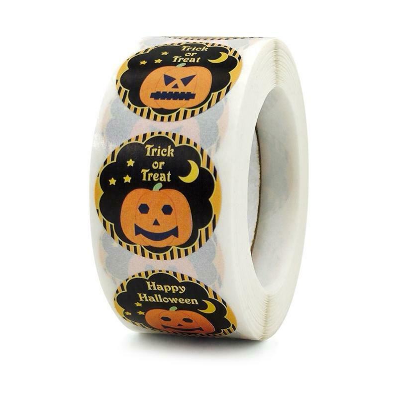500 Pcs Round Halloween Label Stickers Pumpkin Present Package Decor Craft