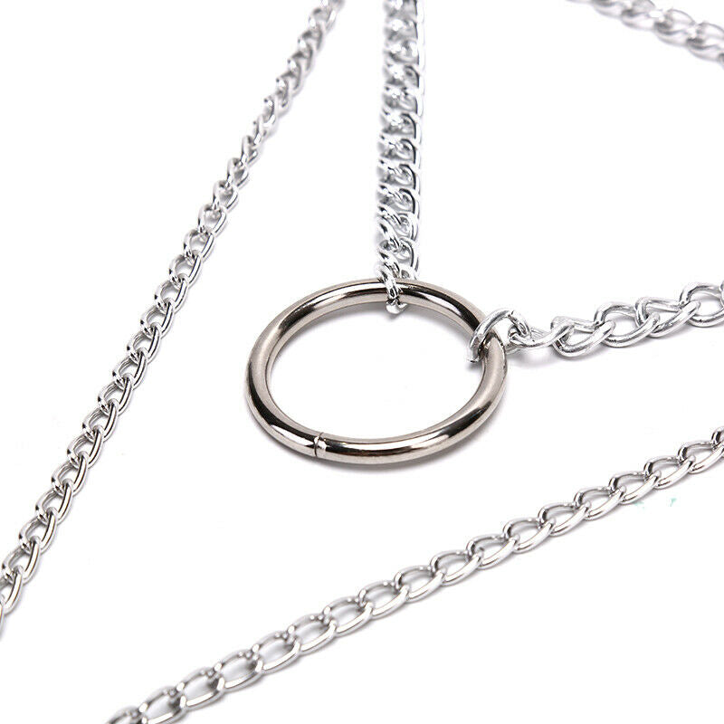Lock Chain  Multilayer Punk Choker Necklace joker Collar Neck Ring Jewelr.l8