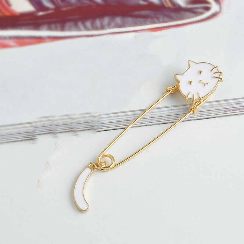 Prettyia 2pcs Women Kilt Pin Animal Cat Brooch Large Safety Pins Charming enamel