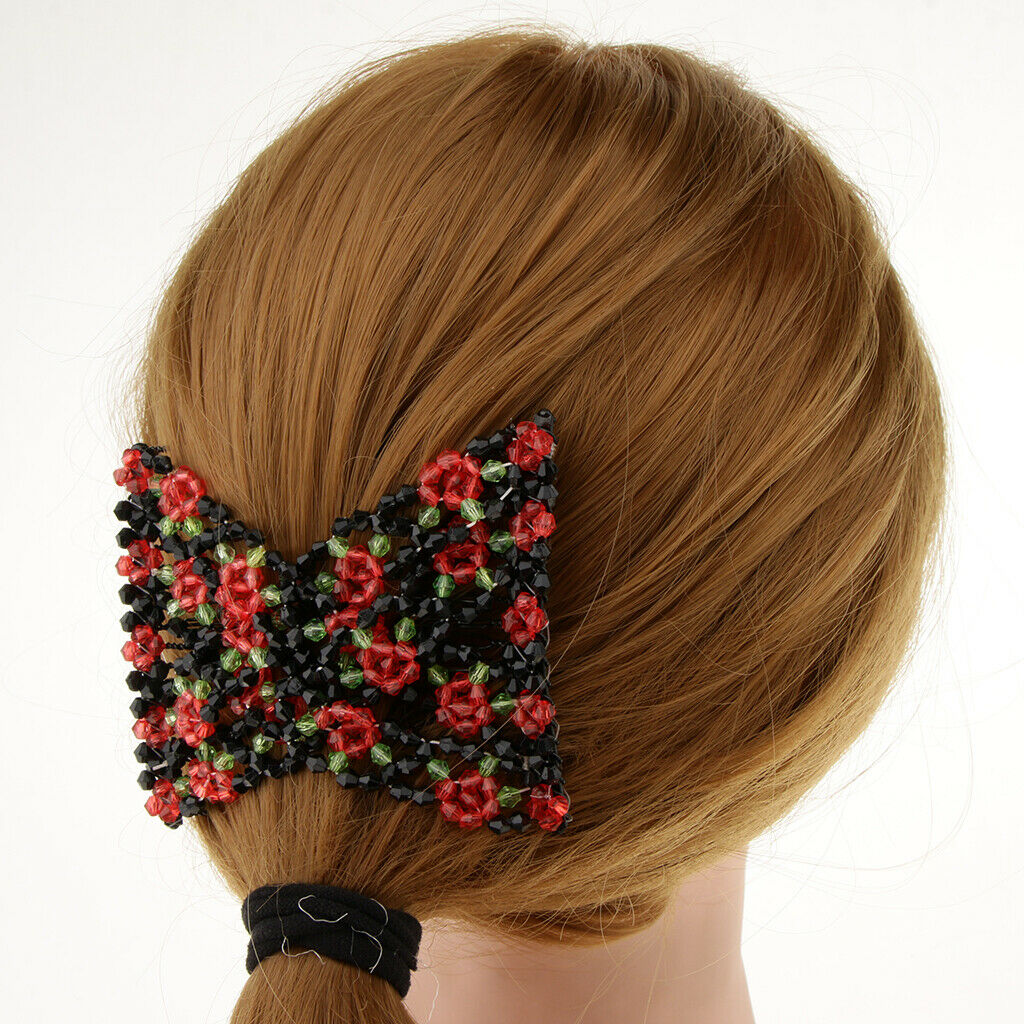 2x  Hair Combs Floral Beads Double Hair Clips