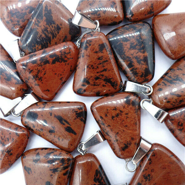 100Pcs 20x6mm Wholesale Natural Mahogany Obsidian Bell Pendant Bead HH8153