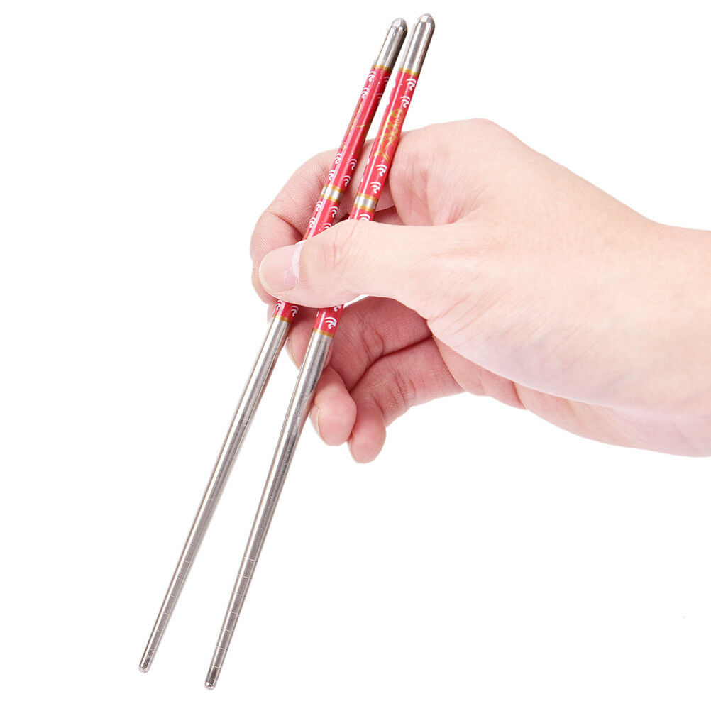 5 Pair Non-slip Flower printed Chop Sticks Stainless Steel Chopstick.l8