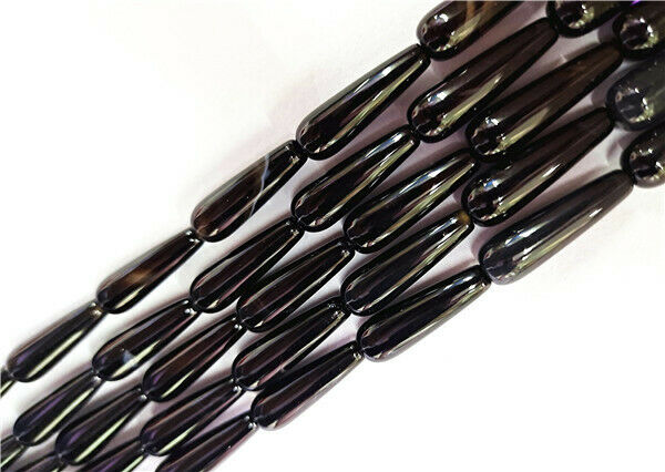 1 Strand 25x8mm Black Agate Teardrop DIY Spacer Loose Beads 15.5inch HH8494