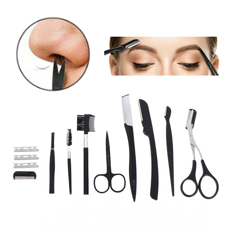 12Pcs Eyebrow Cutters Set Eye Brow Trimmer Scissors Face Shaver  Makeup ToolFCA