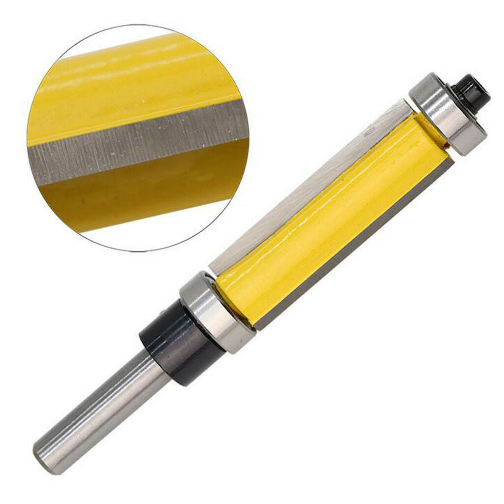 1/4'' Shank Top & Bottom Bearing Flush Trim Router Bit 12.7x38mm Yellow