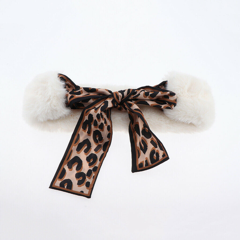Winter Warm Faux Fur Scarves Neck Shrug Bow Tie Collar Scarf for Women Beige