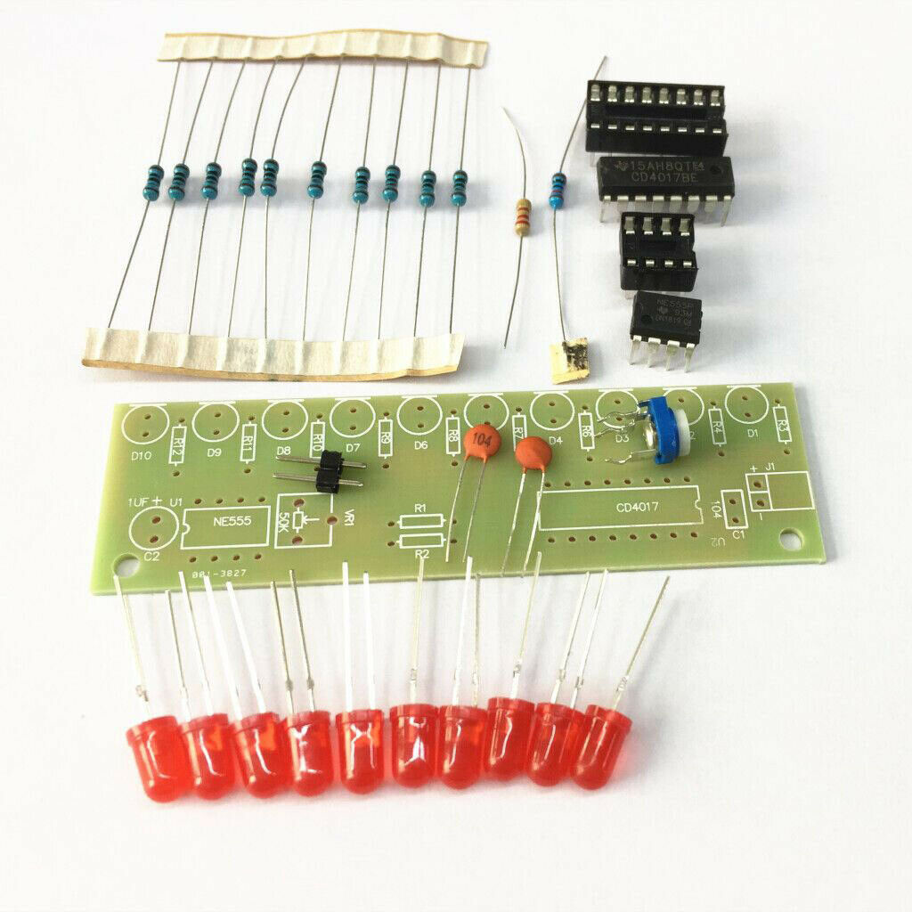 3-5V NE555+CD4017 Kit 10 Channel LED Light Light DIY Kit Electronic Board