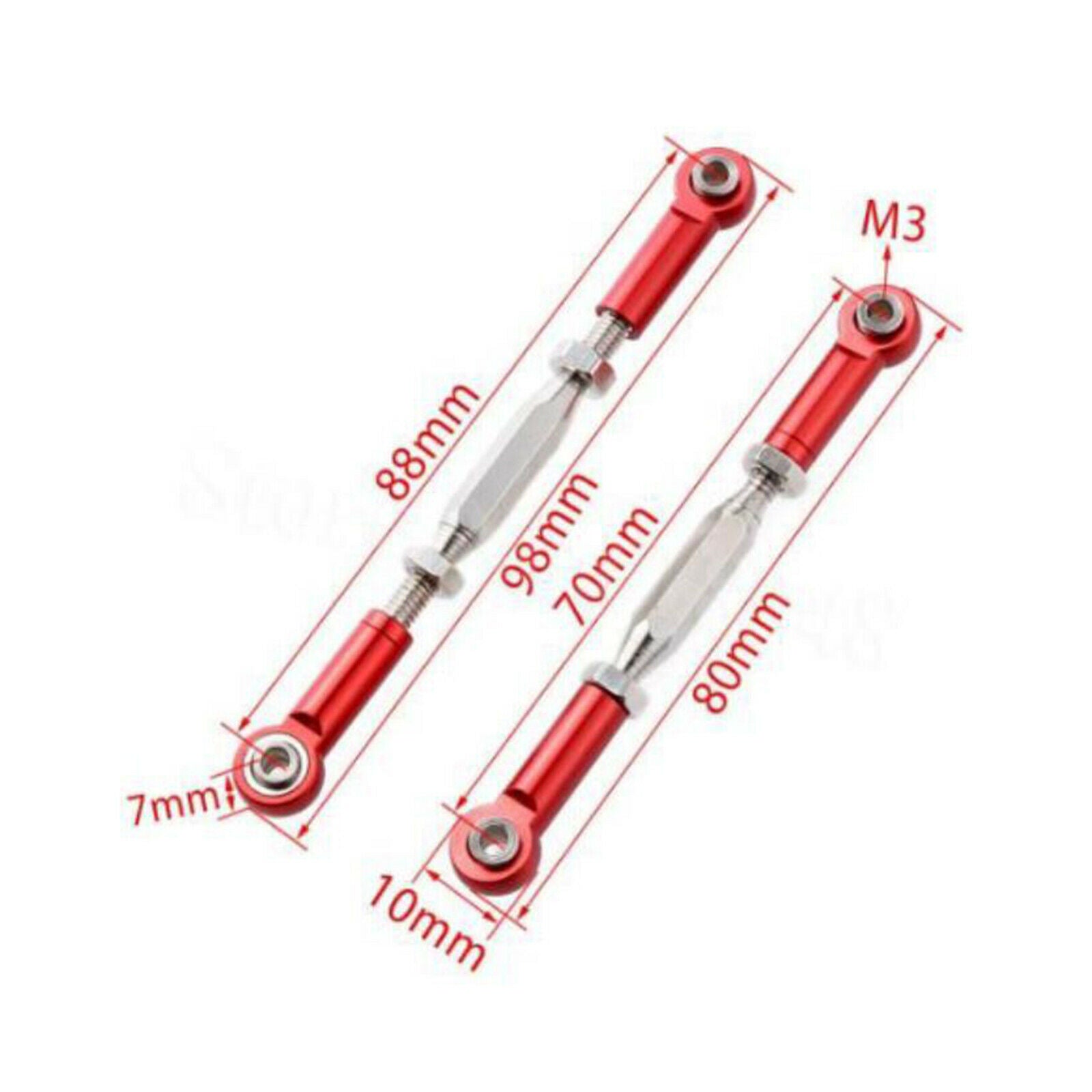 Full Set of Tie Rods Turnbuckles 3644 Fits Traxas Slash 2WD RC Car Red