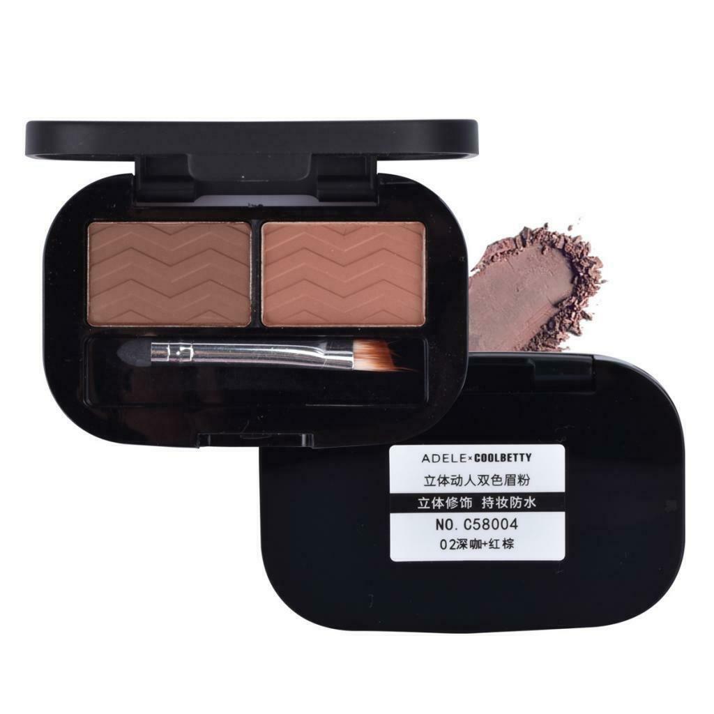 2 Colors Long Lasting Eyebrow Powder Palette Makeup with Brush Applicator#2