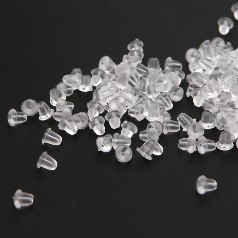 200Pcs Silicone Earring BackClear Ear Safety Back Pad Backstop Soft Replacement