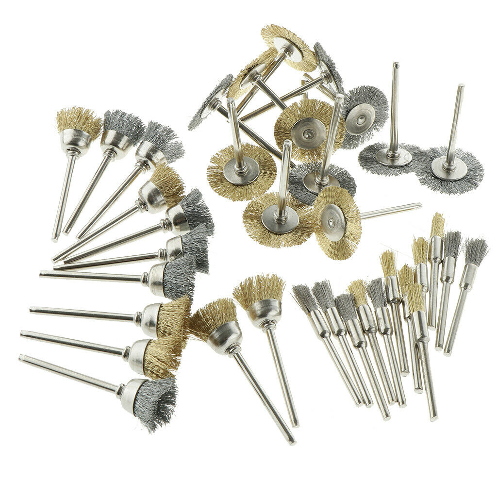 36Pcs Steel Wire Wheels Pen Brushes Set Kit Accessories for Rotary Tool