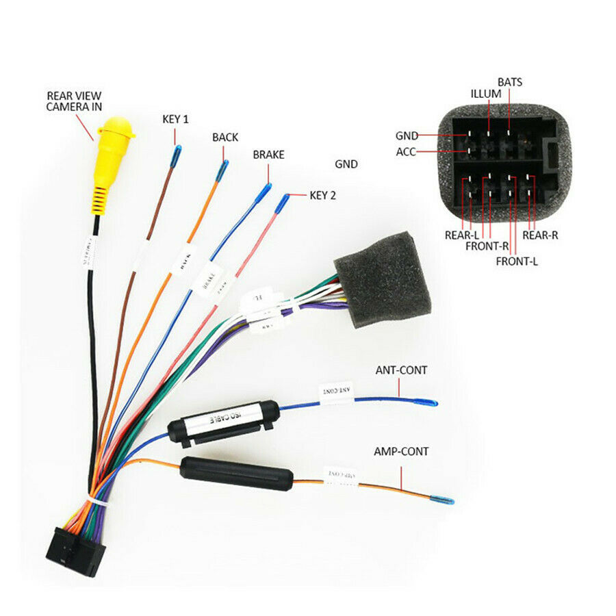 Car Stereo 20 PIN ISO Wiring Harness Connector with Rear View Camera Connection