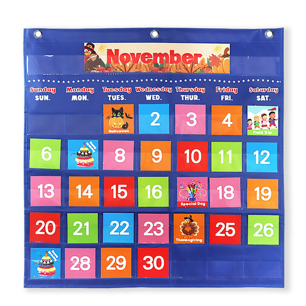 Homeschool Learning Calendar Pocket Chart Day Week Monthly Pocket Chart for Kids