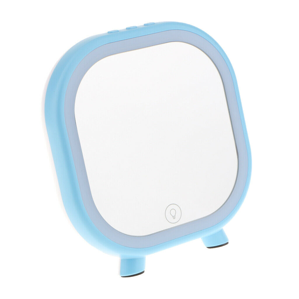 Wireless Bluetooth Speaker USB FM Radio Stereo LED Makeup Mirror Audio Blue