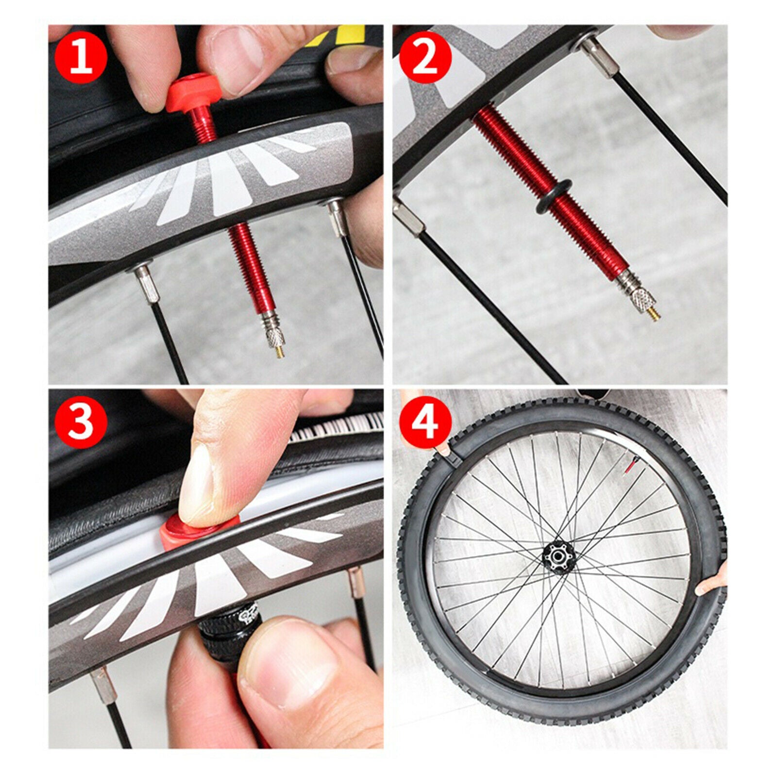 Alloy Tubeless Tire Presta Valve Stem MTB Universal Tubeless Rim 60mm,Red