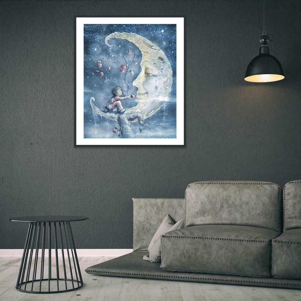 5D DIY Full Drill Diamond Painting Moon Face Cross Stitch Mosaic Craft Kit @
