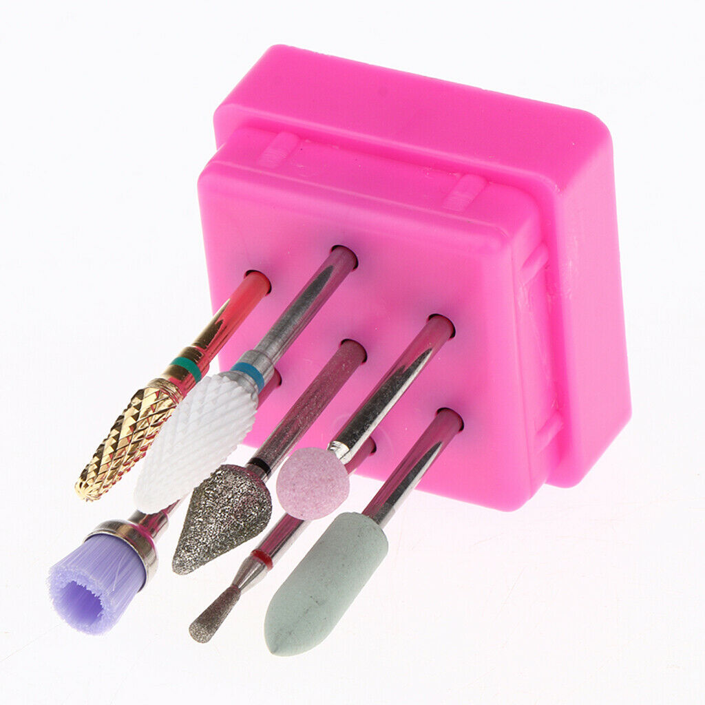 7Pcs Cuticle Clean Ceramic Nail Files Drill Bits Electric Polishing Head 05