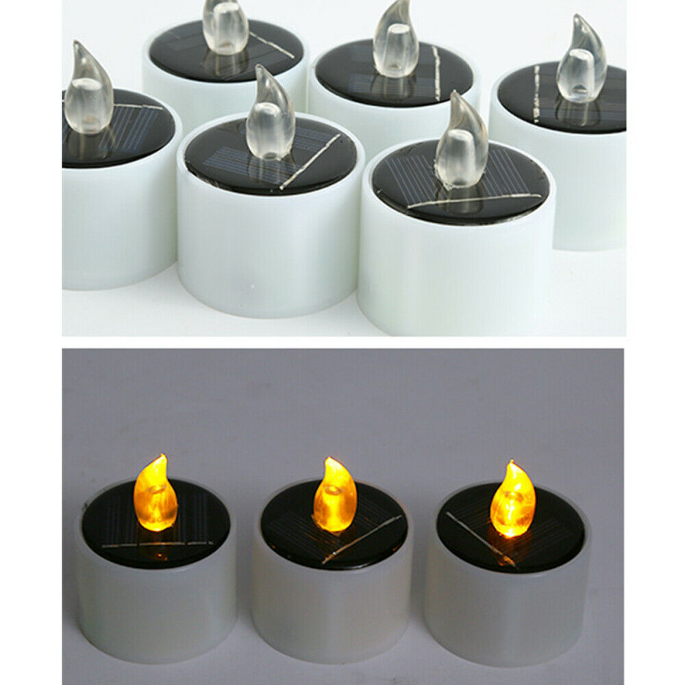 Solar Powered LED Candles Light Flameless Flickering Lights Tea Lamp Xmas Decor