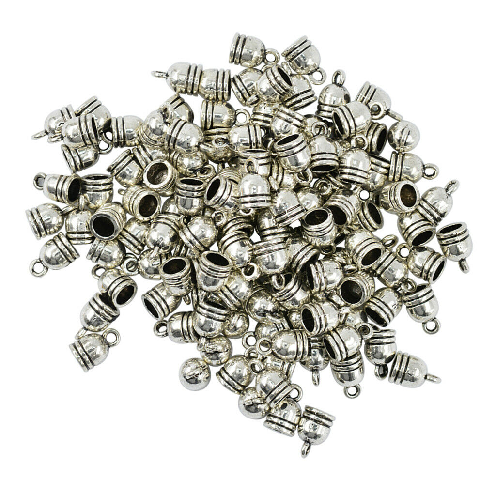 100x Alloy Bell Shape Bead Leather Cord End   Tube Jewelry Findings 5mm