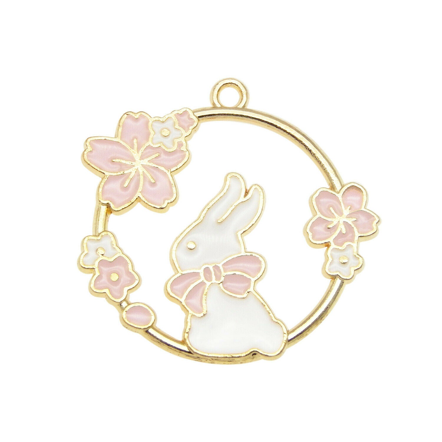 8PCS Enamel 31x30mm Hollow Rabbit Animal Pendant Charms Jewelry DIY Findings