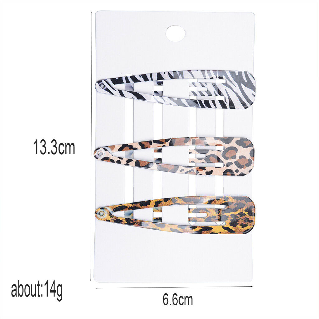 3pcs No Slip Metal Leopard Pattern Sexy Lady Girls Kids Snap Hair Clips