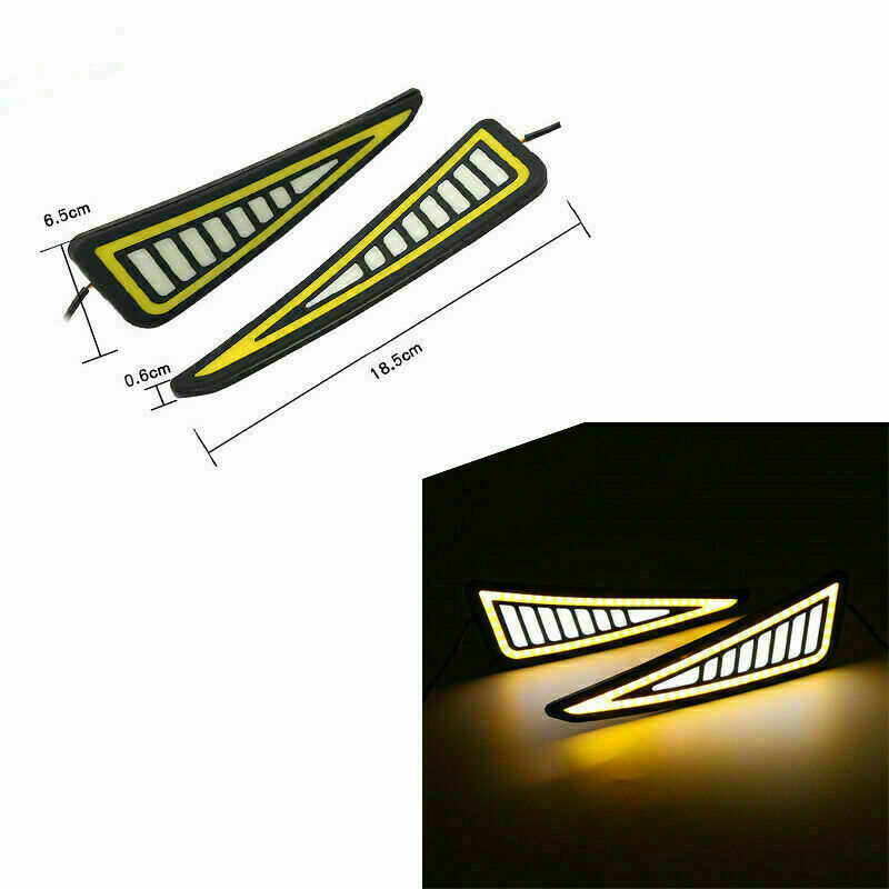 2PCS Car Universal DRL LED Daytime Running Light Driving Bulbs Turn Signal Strip
