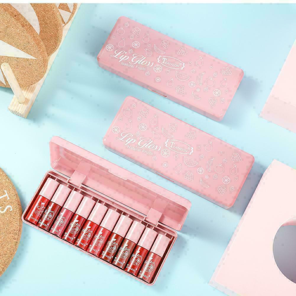 10pcs/set Pearlescent Lip Gloss Liquid Lip Glaze Moisturizing mn T6L3