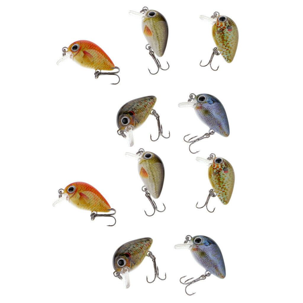 10pcs 1 inch Mini Minnow Crank Baits Sinking Lures Minnow & Popper Diving Lure