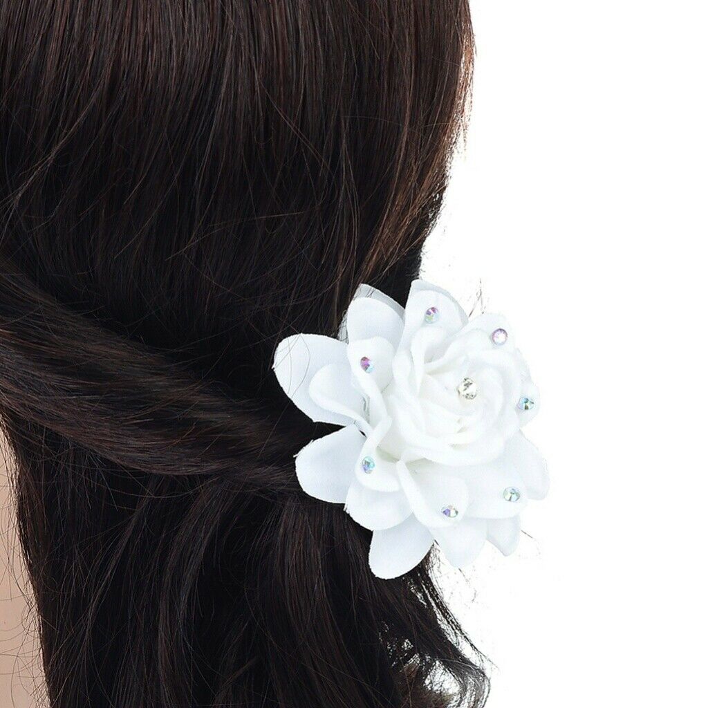 10pcs Womens Hair Clips White Flower Cloth U-shaped Hair Pin Barrette Wedding