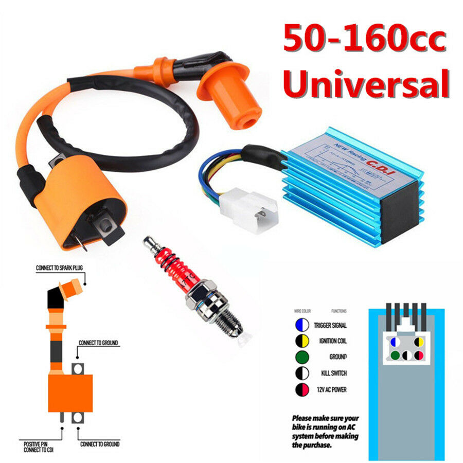 Racing CDI Box+Ignition Coil+Spark Plug 50-160cc Motorcycle 4-Stroke Scooter ATV