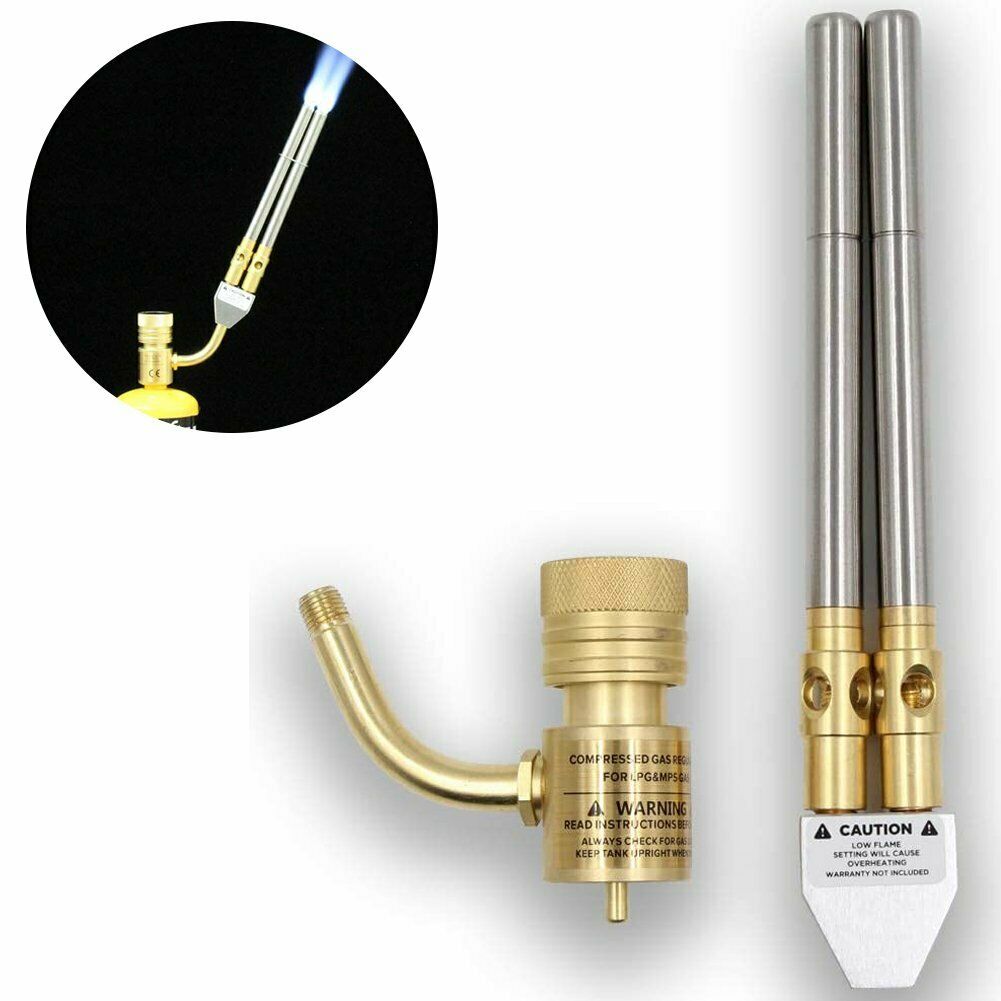Double Blow Torch Mapp Gas Turbo Torch Brazing Solder Propane Welding Plumbing F