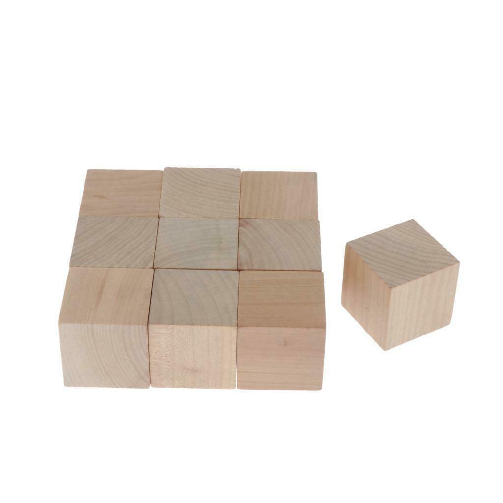 10pcs Blank Wooden Cubes Unfinished Wood Blocks for Art Crafts and Carving