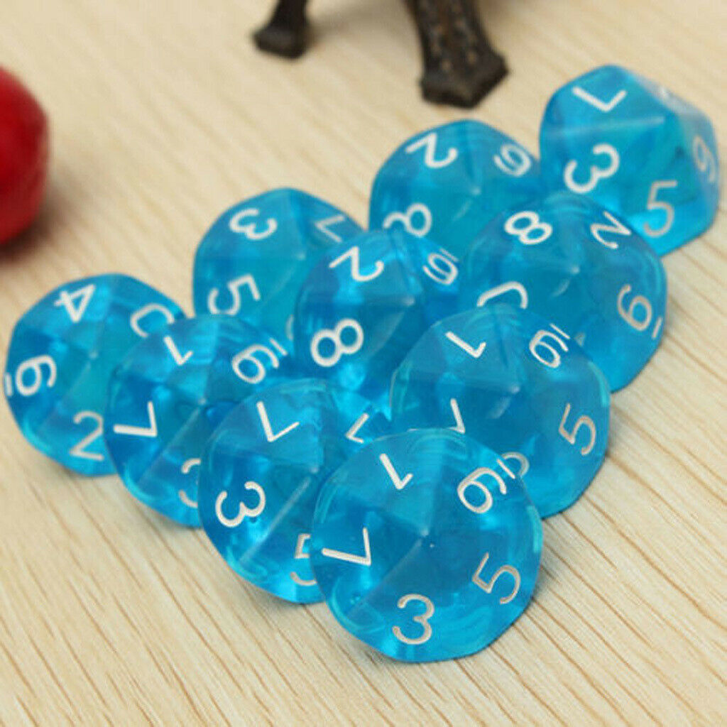 30x15mm Acrylic D10 Dice 10 Sided for DND MTG TRPG Party Games of Chance