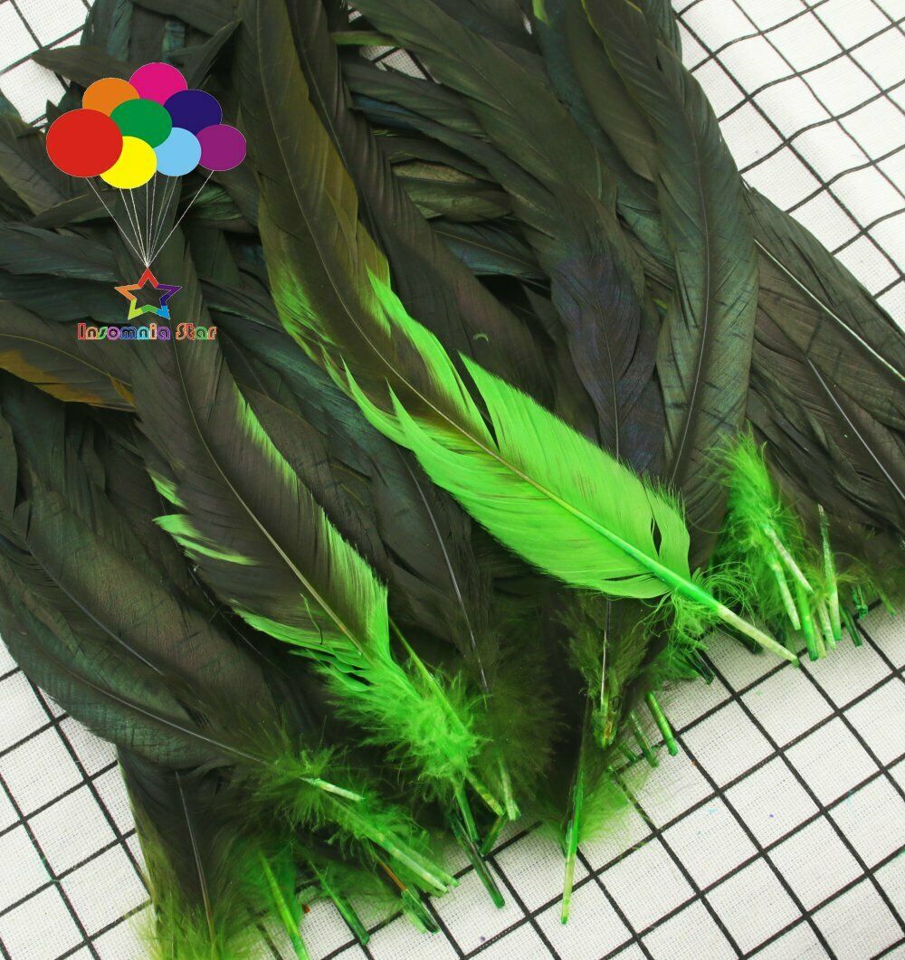Fruit green dyeing 100 Pcs 12-14 Inch/30-35cm Cock Chicken Tail natural Feathers