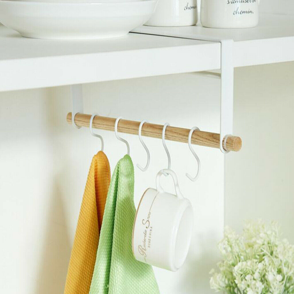 5 Hook Kitchen Under Shelf Cabinet Rack Mug Cup Holder Wardrobe Storage Hook