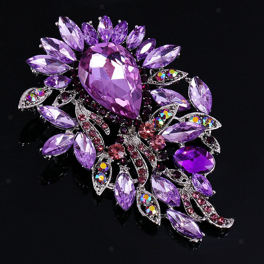 Sparkly Big Waterdrop Fully-Jewelled Rhinestone Brooch Pin Wedding Jewelry