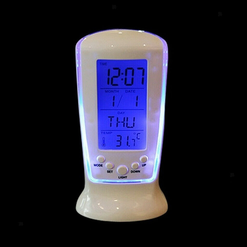 Digital Alarm Clock Blue Backlight with Snooze for Desk White Large Number