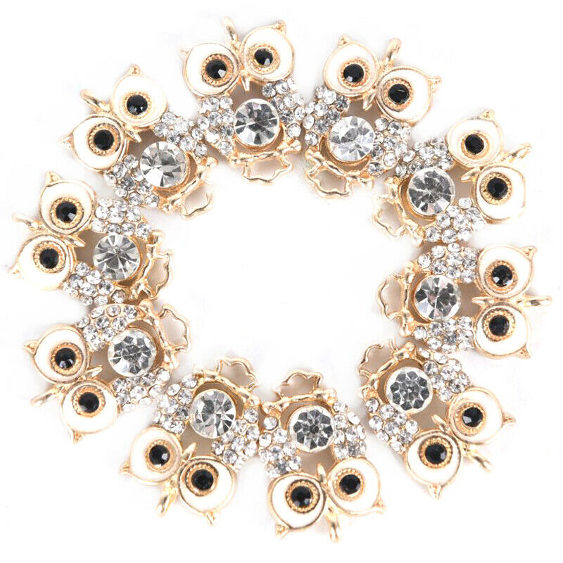 10Pcs/Set Alloy Crystal Owl Charms Pendant Jewelry Findings DIY Making Craft Fx