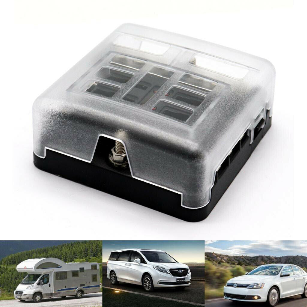 6-Way Fuse Block Box Holder with LED Lights 32V Circuit Car Boat Yacht
