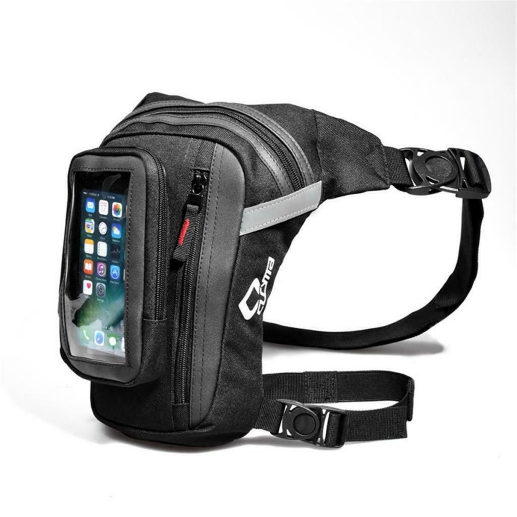 Black Men Sport Leg Bag Touch Screen Phone Bag for Outdoor Motorcycle Riding