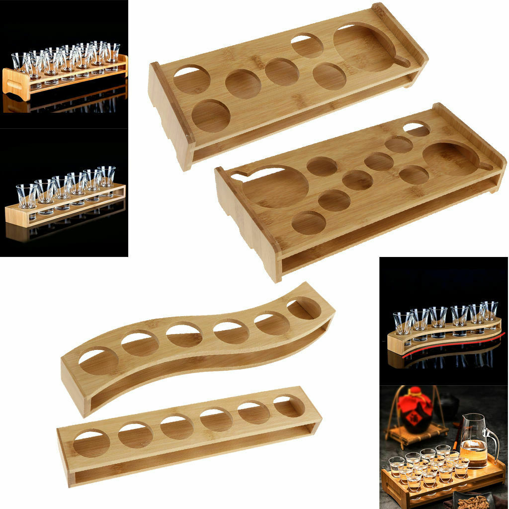 Bamboo Cup Holder Organizer Rack 7/12 Holes Home Cup Storage Holder Stand